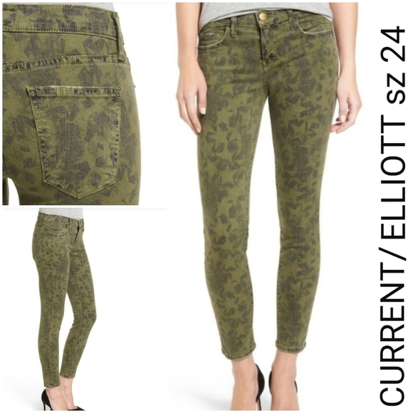Current/Elliott Denim - Current/Elliott Star print green skinny jeans